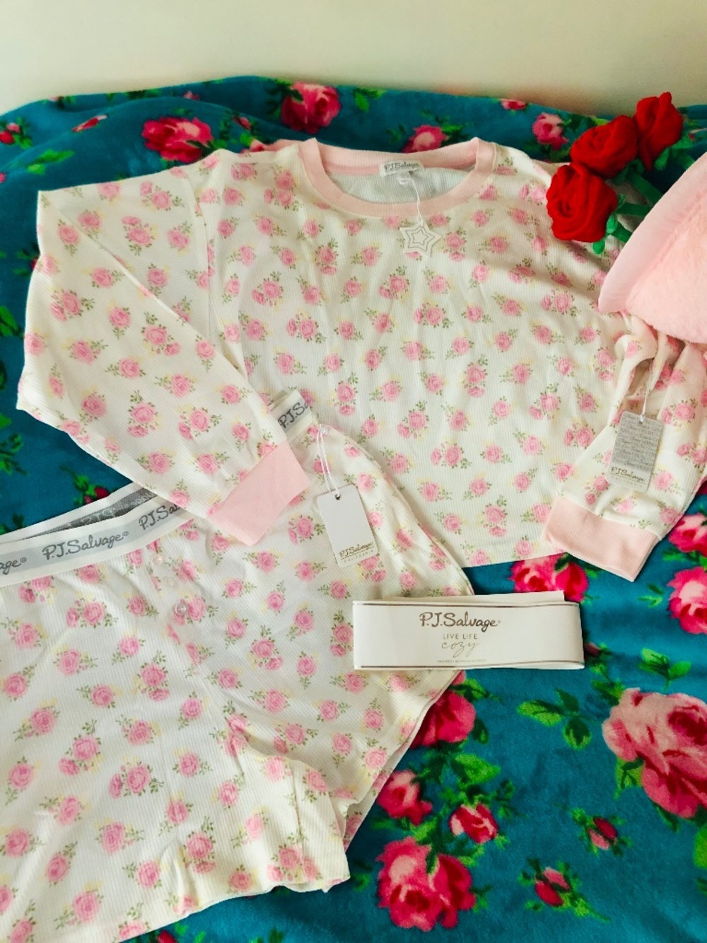 NWT PJ Salvage Matching Set in “Stop & Smell The Roses!”SZ XL